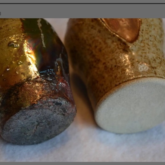 Vintage Raku ceramic vases cobalt blue beige brown home earthy decor bundle set - Picture 4 of 5